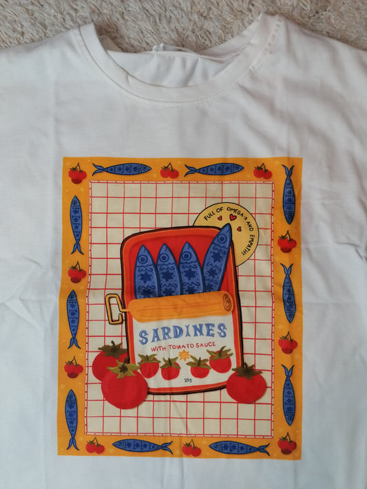 T-shirt over stampa sardine 1