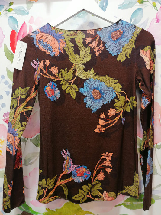 Maglia floreale MARRONE