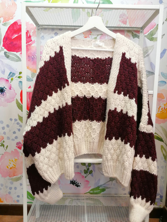Cardigan senza bottoni righe