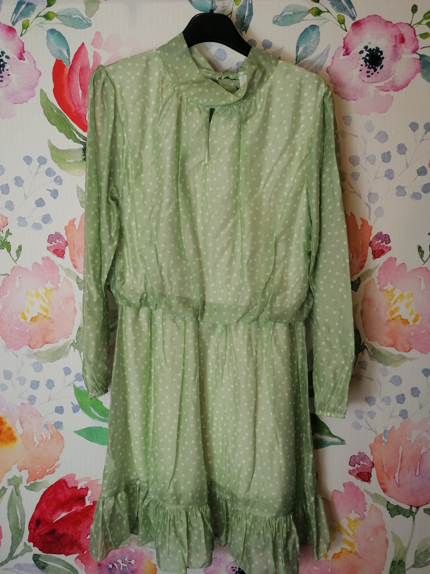 Abito romantico micro pois verde