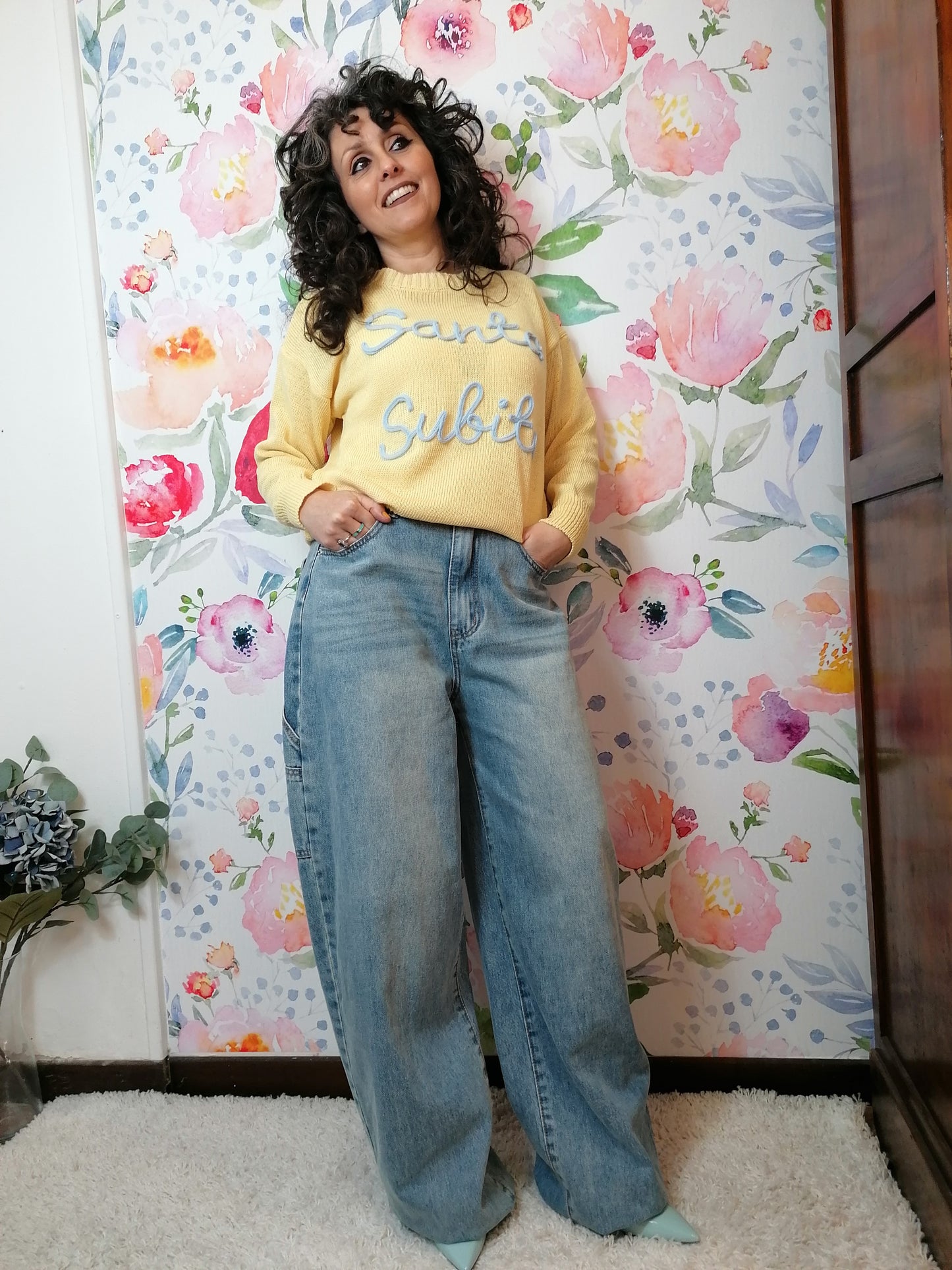 Jeans barrel con tasche a cuore