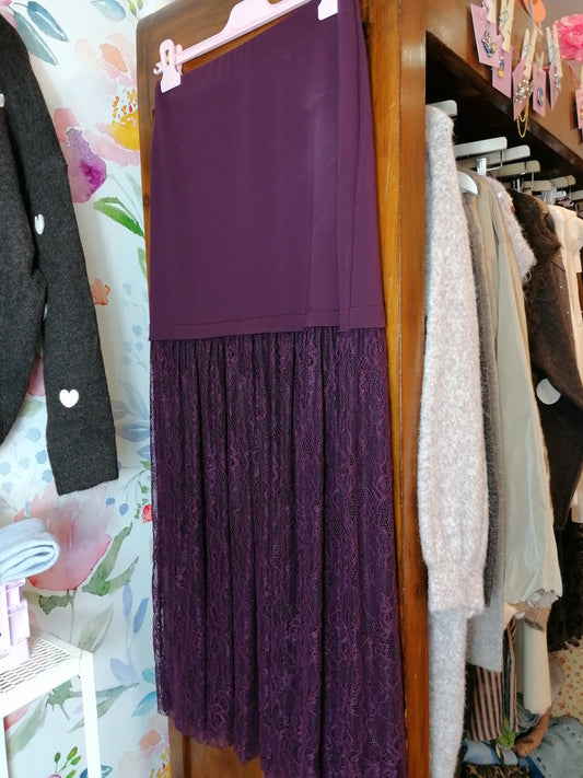 Gonna cotone e pizzo borgogna