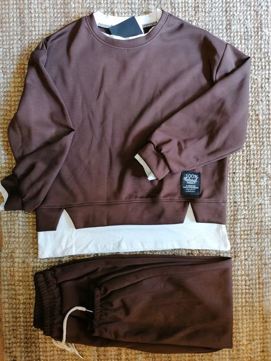 Completo tuta viscosa CIOCCOLATO
