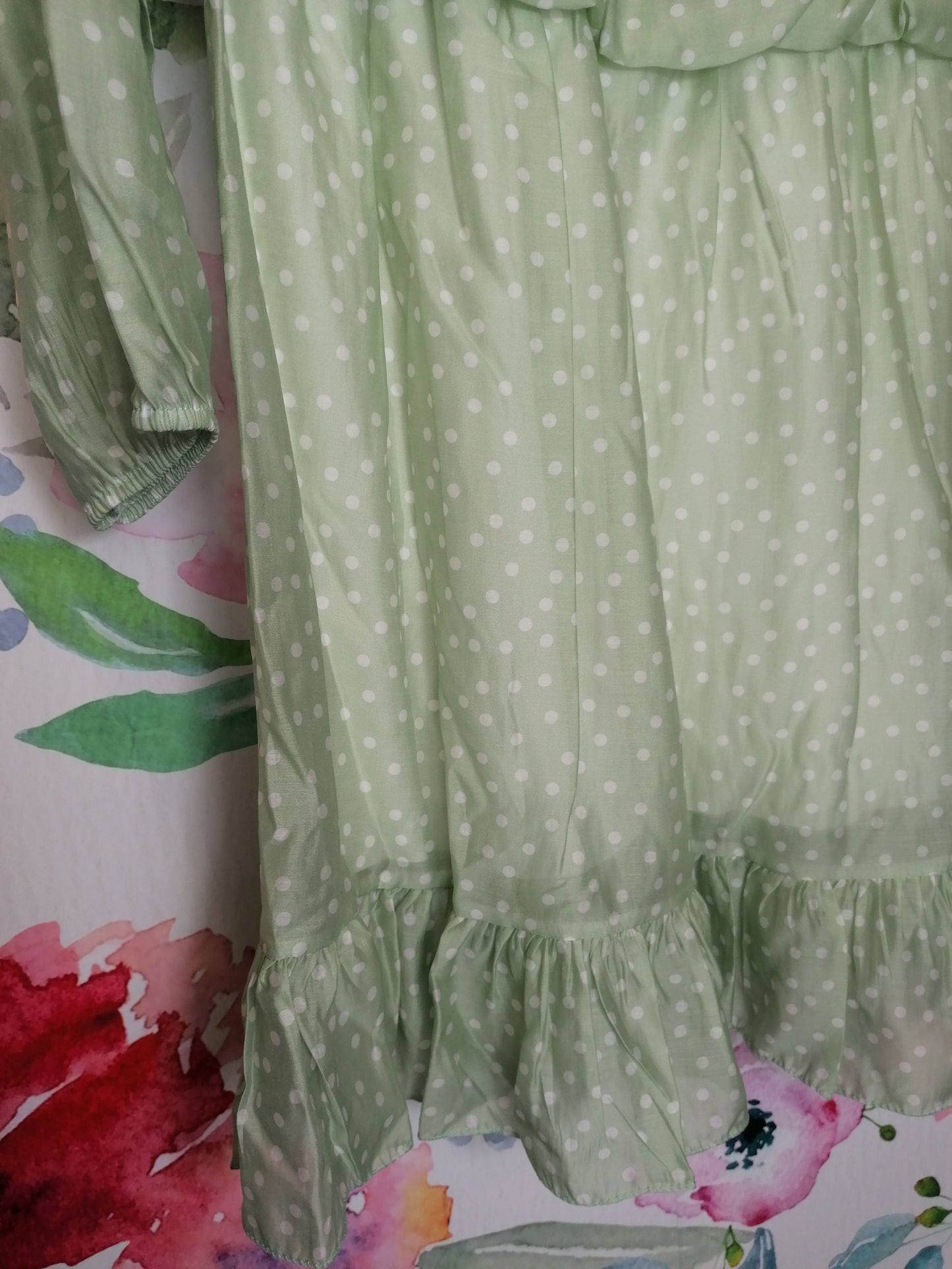 Abito romantico micro pois verde