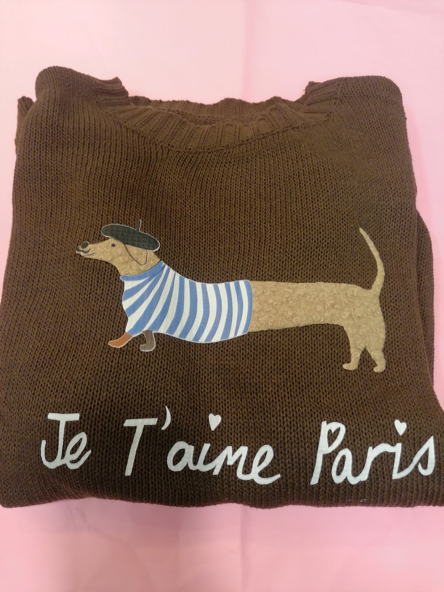 Maglioncino cotone bassotto "Je t'aime Paris"