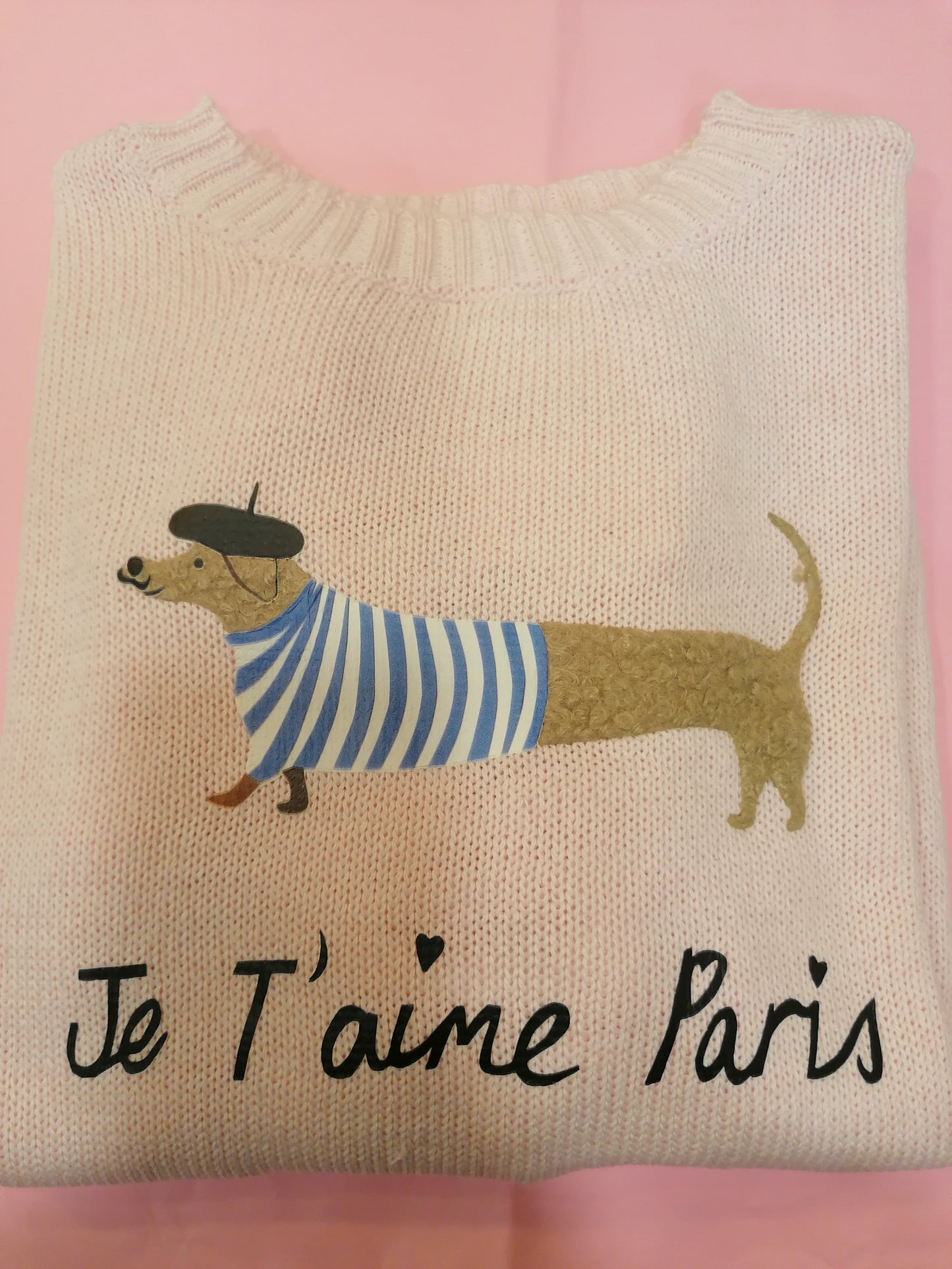 Maglioncino cotone bassotto "Je t'aime Paris"