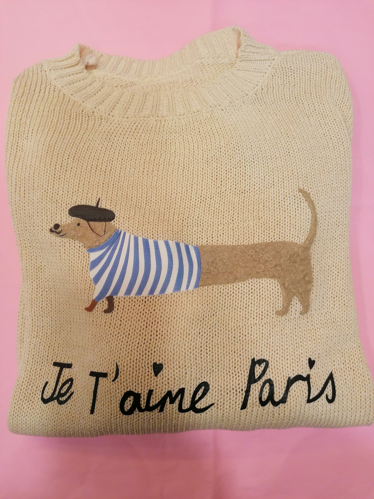 Maglioncino cotone bassotto "Je t'aime Paris"