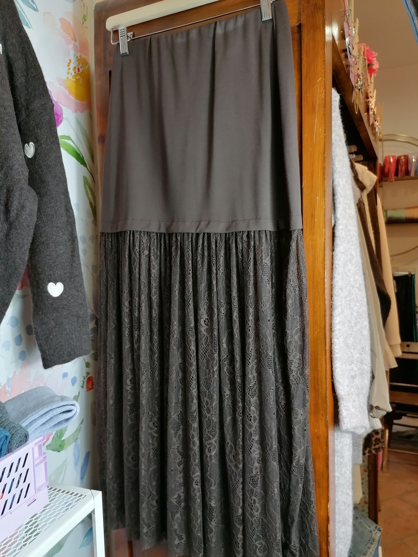 Gonna cotone e pizzo cioccolato