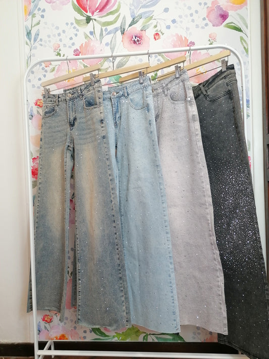 Jeans denim brillantini - COLORI VARI