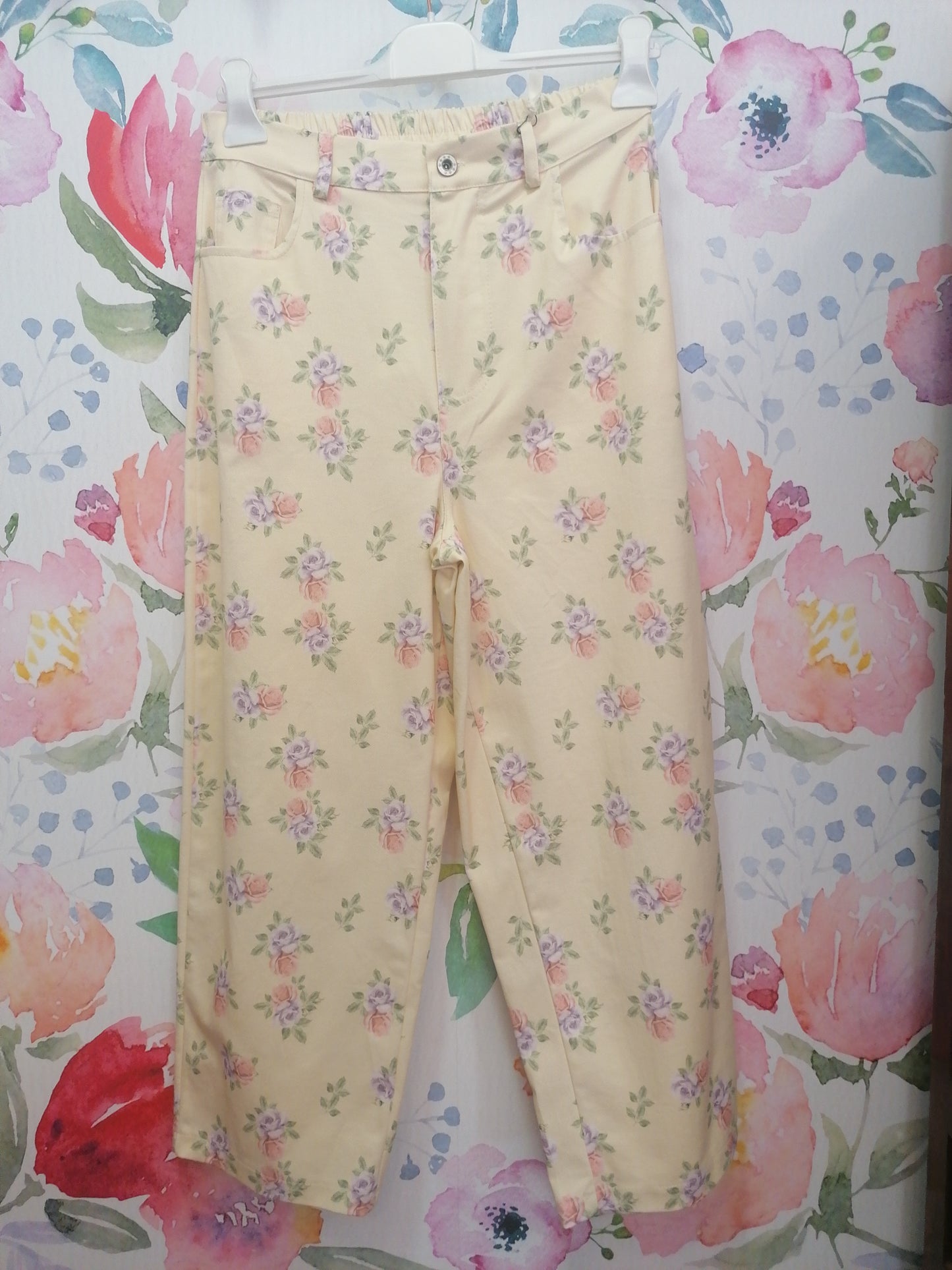 Pantaloni denim fiori