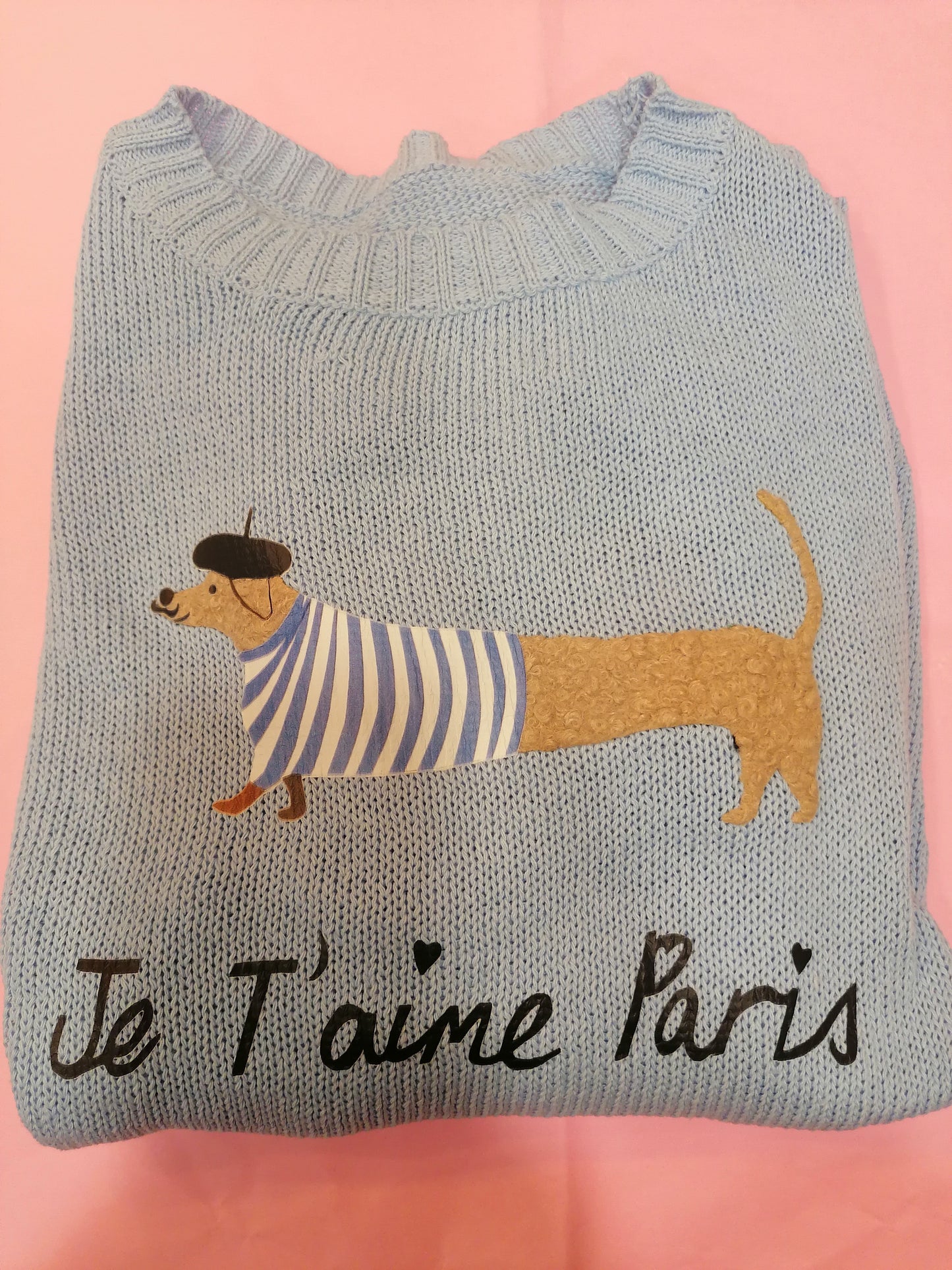 Maglioncino cotone bassotto "Je t'aime Paris"