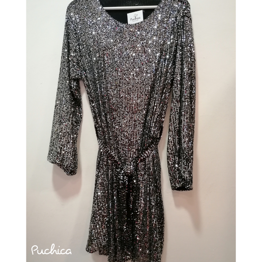 Abito paillettes scollo rotondo